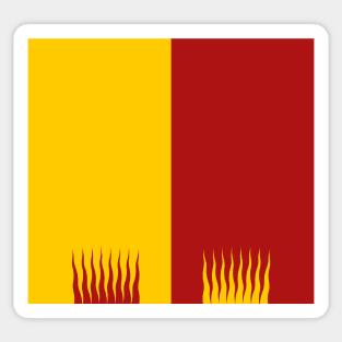 Talabecland Heraldry Colours - Halved with Flame Edging - Red and Yellow Sticker